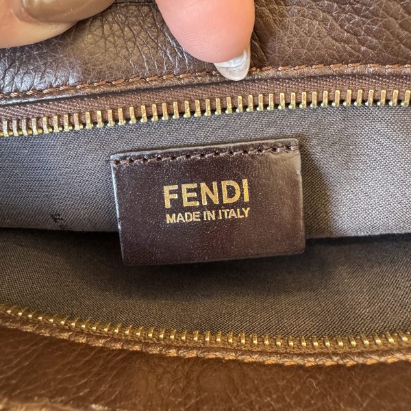 Fendi Zucca Vitello Artic Medium Shopping Tote Tobacco Castagna