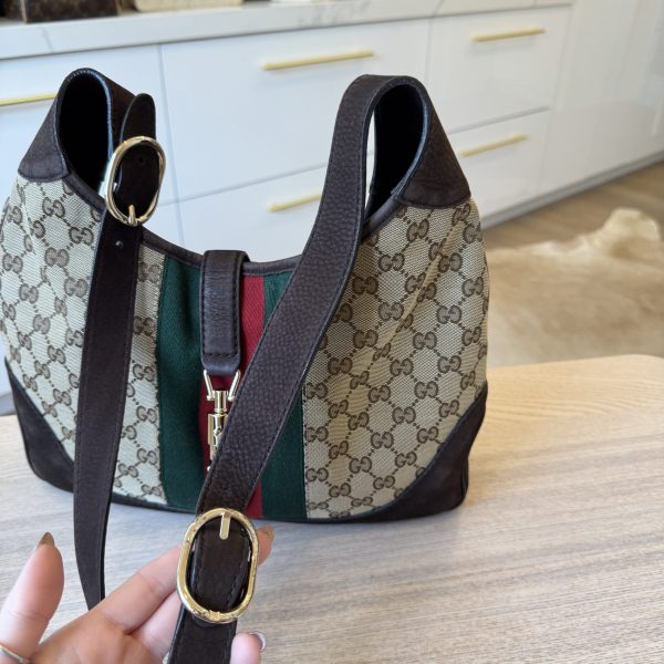 Gucci Vintage Medium GG Canvas Web Jackie O Hobo Bag