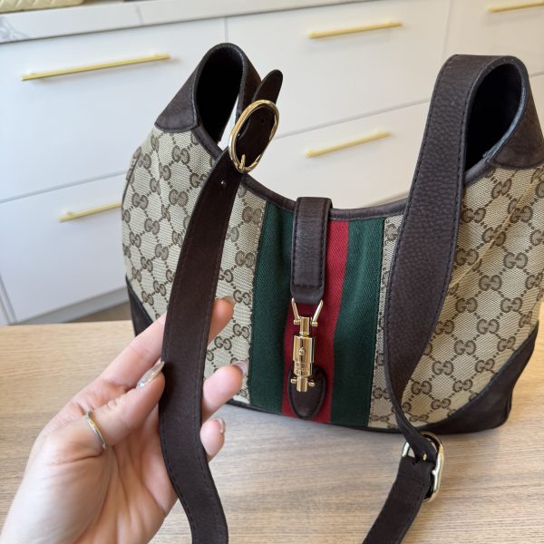 Gucci Vintage Medium GG Canvas Web Jackie O Hobo Bag