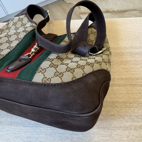 Gucci Vintage Medium GG Canvas Web Jackie O Hobo Bag