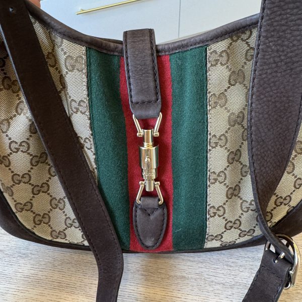 Gucci Vintage Medium GG Canvas Web Jackie O Hobo Bag