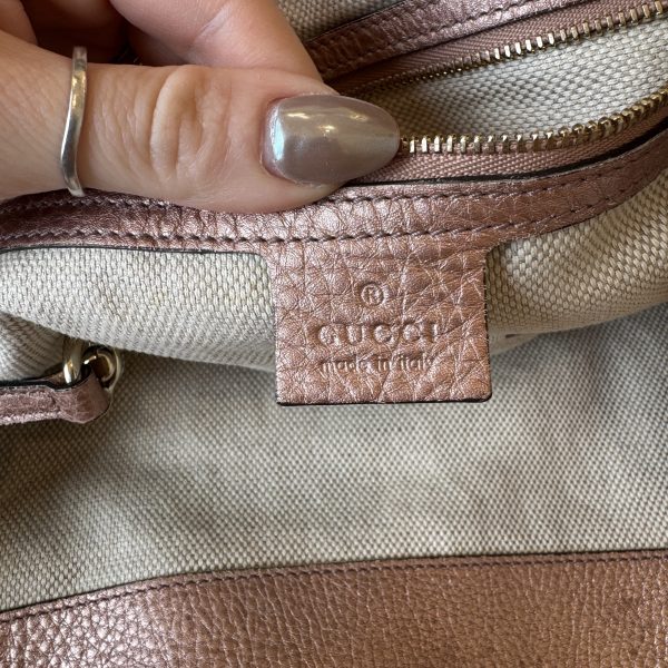 Gucci Soho Convertible Shoulder Bag Leather Small Metallic Pink Japan Exclusive