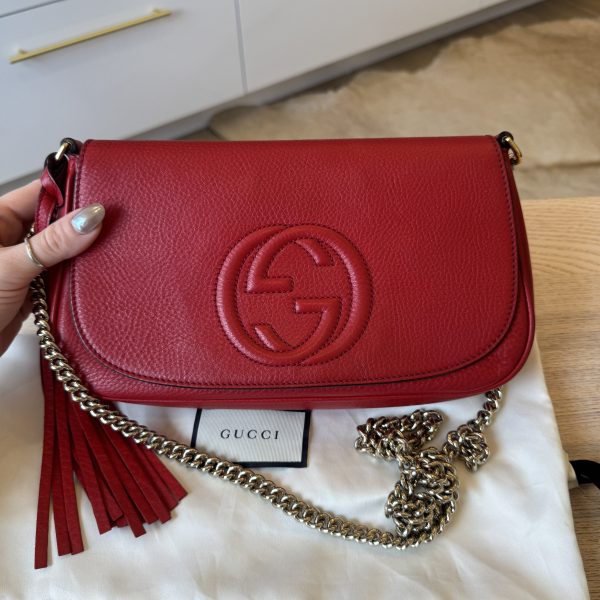 Gucci Disco Soho Red Chain Cross Body Handbag