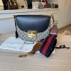Gucci Padlock Saddle Shoulder Bag GG Coated Canvas and Leather Medium