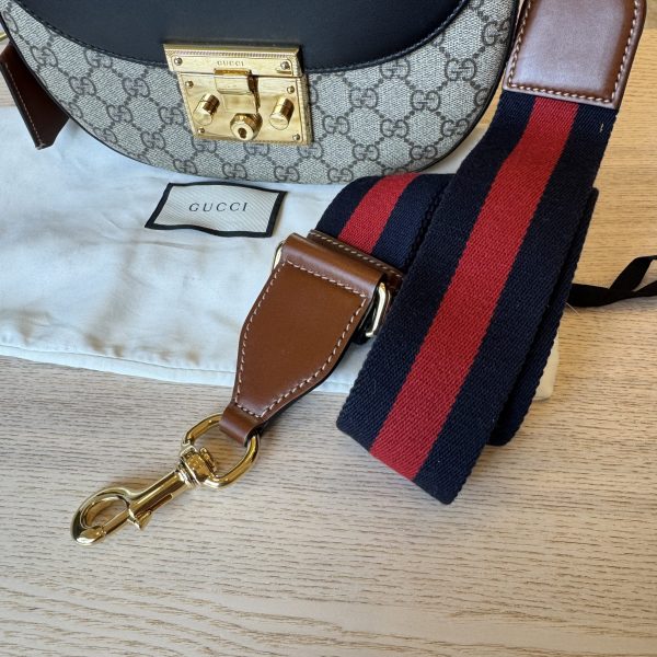 Gucci Padlock Saddle Shoulder Bag GG Coated Canvas and Leather Medium