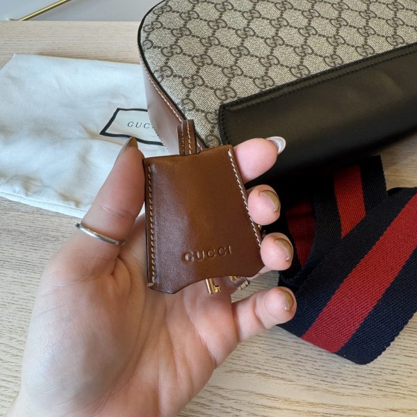 Gucci Padlock Saddle Shoulder Bag GG Coated Canvas and Leather Medium