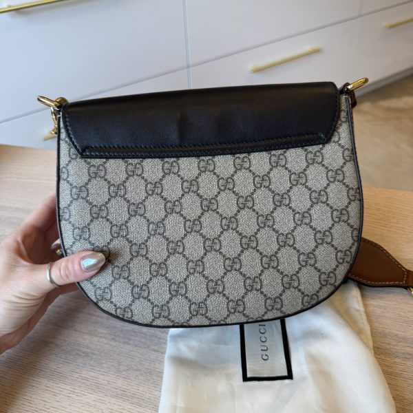 Gucci Padlock Saddle Shoulder Bag GG Coated Canvas and Leather Medium