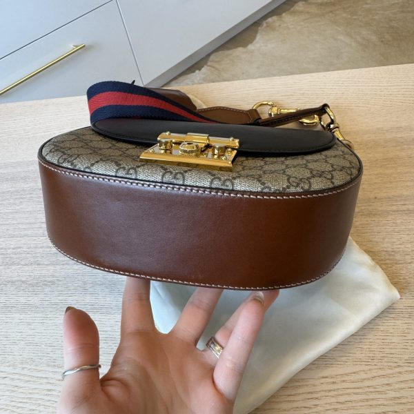 Gucci Padlock Saddle Shoulder Bag GG Coated Canvas and Leather Medium