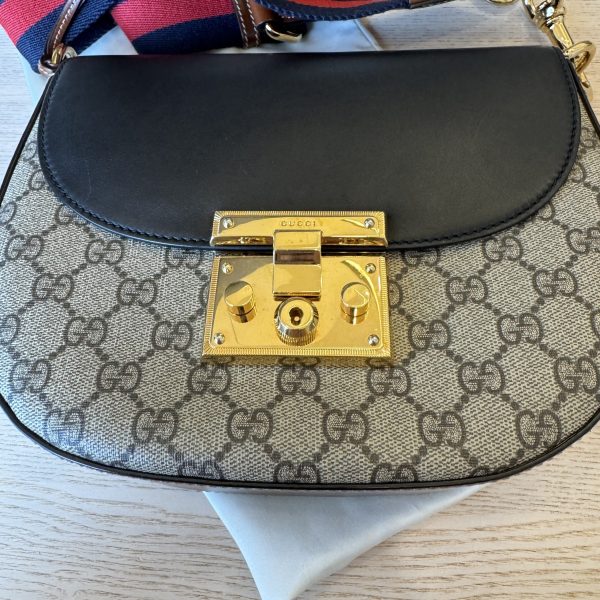 Gucci Padlock Saddle Shoulder Bag GG Coated Canvas and Leather Medium
