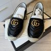 Gucci Women's GG Marmont Espadrilles Matelasse Leather Black Size 37