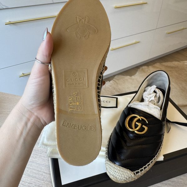 Gucci Women's GG Marmont Espadrilles Matelasse Leather Black Size 37