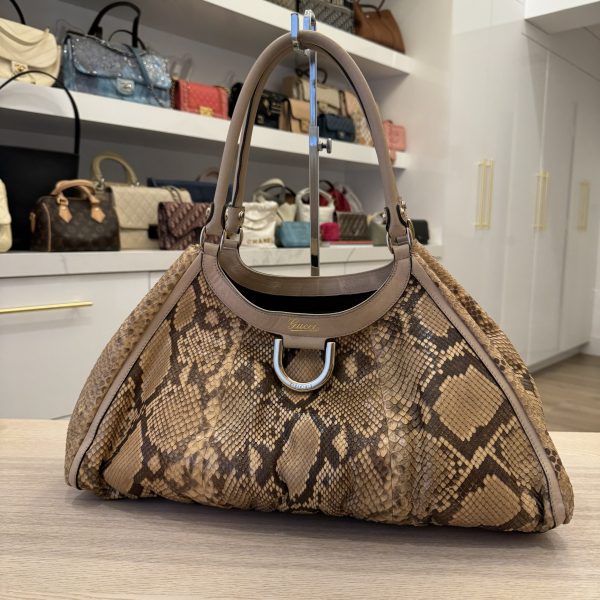 Tri-Color Python D Gold Large Hobo Bag