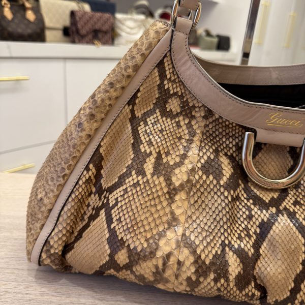 Tri-Color Python D Gold Large Hobo Bag