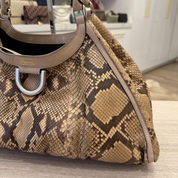 Tri-Color Python D Gold Large Hobo Bag
