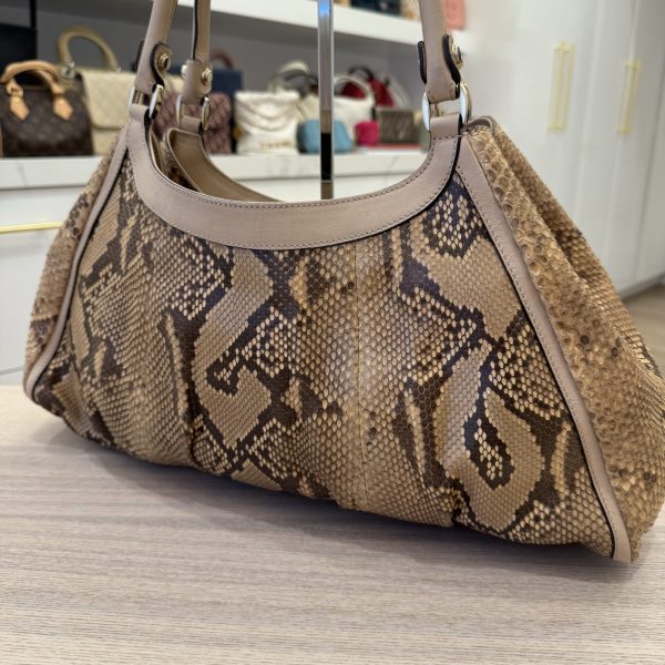 Tri-Color Python D Gold Large Hobo Bag