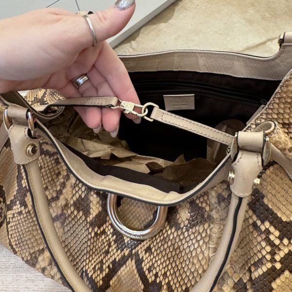 Tri-Color Python D Gold Large Hobo Bag