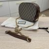 Gucci GG Supreme Monogram Cuoio Toscano Mini Chain Shoulder Bag Beige Ebony Cuir