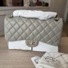 Chanel Lambskin Quilted Jumbo Double Flap Grey Gold Hardware