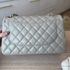 Chanel Lambskin Quilted Jumbo Double Flap Grey Gold Hardware