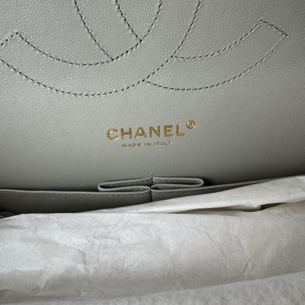 Chanel Lambskin Quilted Jumbo Double Flap Grey Gold Hardware