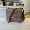 VALENTINO GARAVANI Grained Calfskin Large VSling Shoulder Bag Saddle Brown