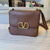 VALENTINO GARAVANI Grained Calfskin Large VSling Shoulder Bag Saddle Brown