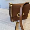 VALENTINO GARAVANI Grained Calfskin Large VSling Shoulder Bag Saddle Brown