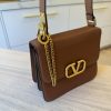 VALENTINO GARAVANI Grained Calfskin Large VSling Shoulder Bag Saddle Brown