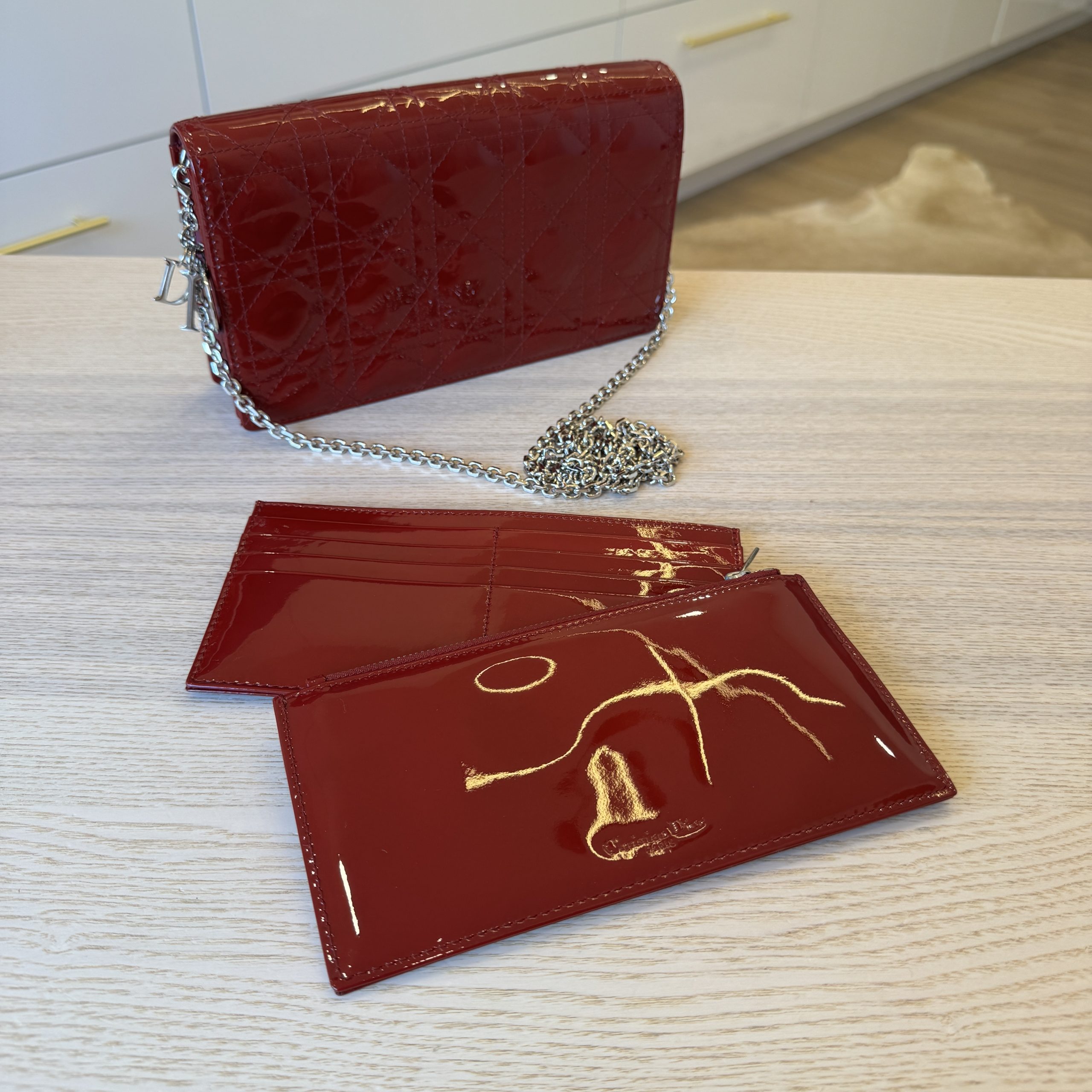 Christian Dior Lady Dior Clutch on Chain Cannage Quilt Patent