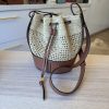 Loewe Balloon Leather Raffia Bag Brown Beige Medium