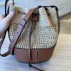 Loewe Balloon Leather Raffia Bag Brown Beige Medium