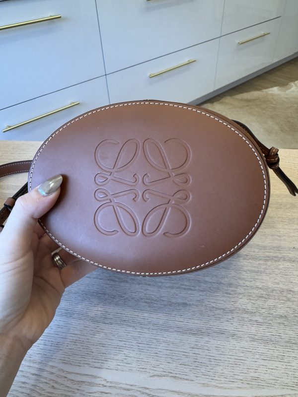 Loewe Balloon Leather Raffia Bag Brown Beige Medium