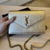 Saint Laurent Envelope Leather Chain Wallet Light Gold and Gold Hardware