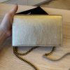 Saint Laurent Envelope Leather Chain Wallet Light Gold and Gold Hardware