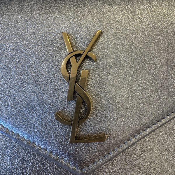 Saint Laurent Envelope Leather Chain Wallet Light Gold and Gold Hardware