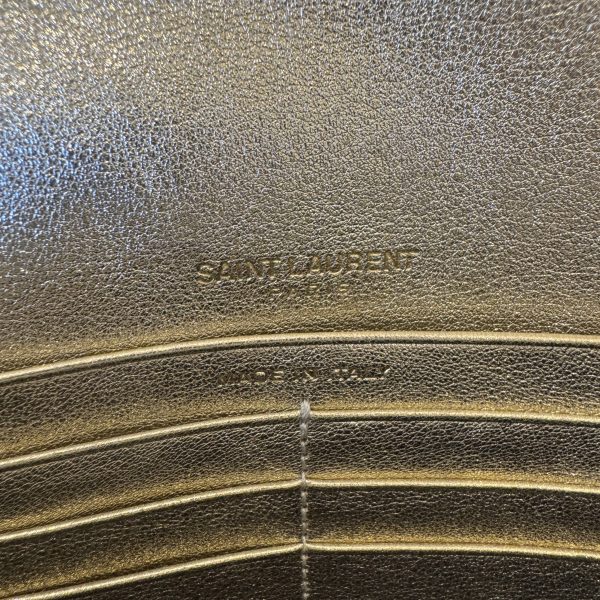 Saint Laurent Envelope Leather Chain Wallet Light Gold and Gold Hardware