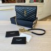 Saint Laurent Envelope Quilted Leather Chain Wallet Black and Gold Hardware