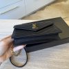 Saint Laurent Envelope Quilted Leather Chain Wallet Black and Gold Hardware