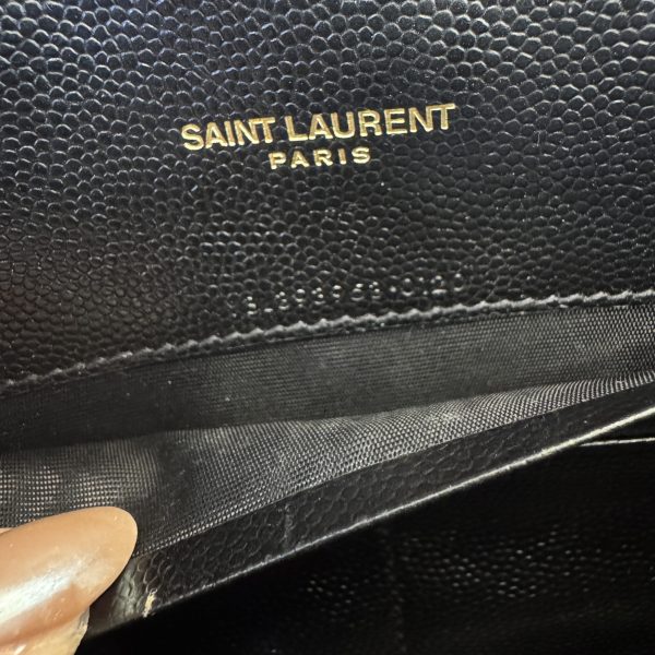 Saint Laurent Envelope Quilted Leather Chain Wallet Black and Gold Hardware