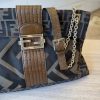 Fendi Chain Flap Shoulder Bag Zucca Canvas Large