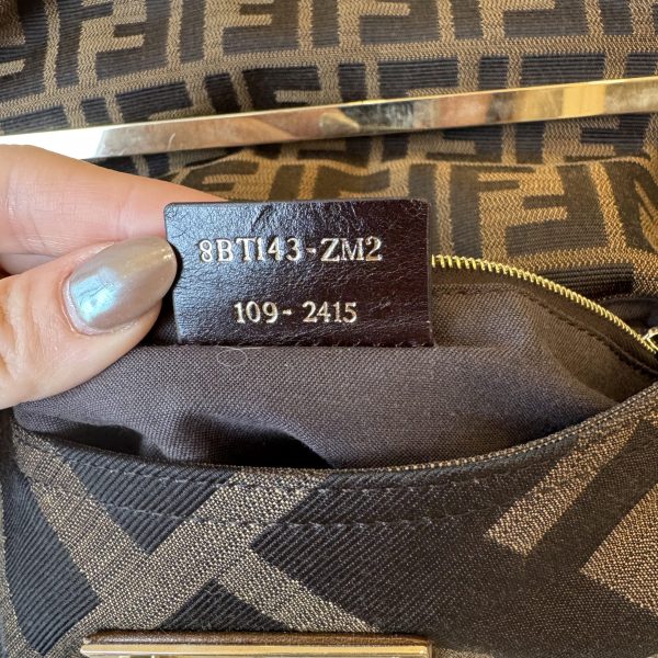 Fendi Chain Flap Shoulder Bag Zucca Canvas Large