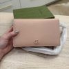 Gucci Dollar Calfskin Enamel Monochrome Mini GG Marmont Chain Wallet Perfect Pink