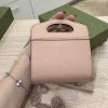 Gucci Dollar Calfskin Enamel Monochrome GG Marmont Top Handle Card Case Wallet Perfect Pink