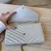 Saint Laurent Envelope Quilted Leather Chain Wallet Cream Soft and Gold Hardware