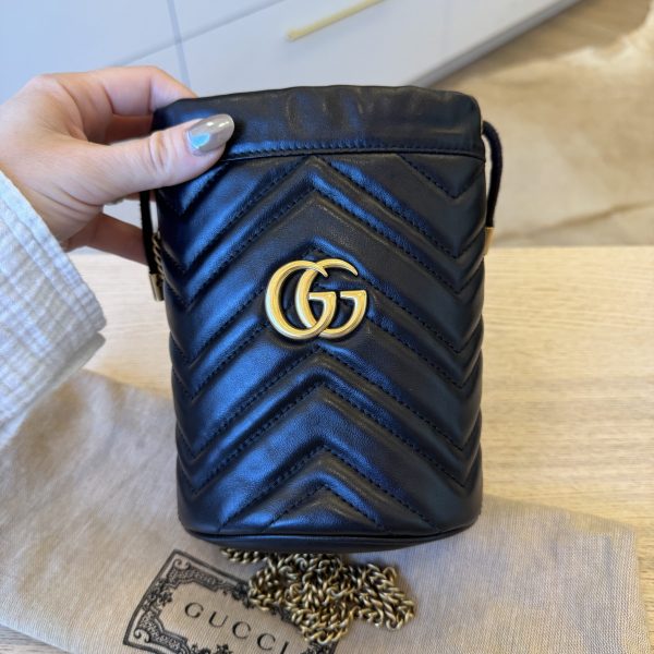 Gucci Matelasse Mini GG Marmont 2.0 Bucket Bag Off Black