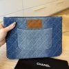 Chanel Denim Pocket Medium Cosmetic Case Blue