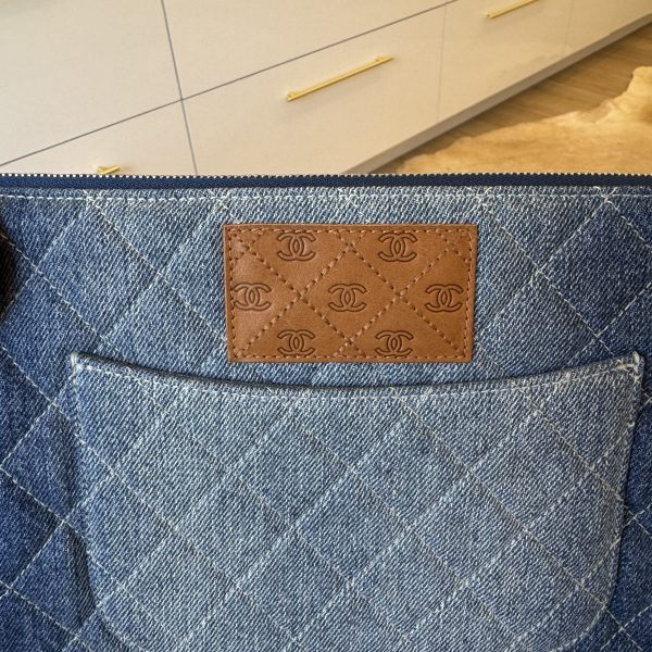 Chanel Denim Pocket Medium Cosmetic Case Blue