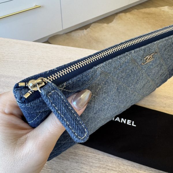 Chanel Denim Pocket Medium Cosmetic Case Blue