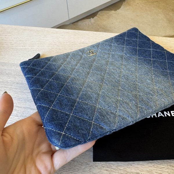 Chanel Denim Pocket Medium Cosmetic Case Blue