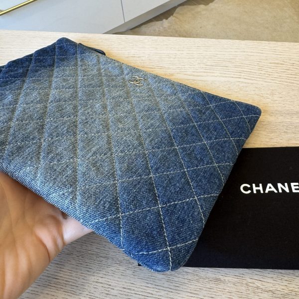Chanel Denim Pocket Medium Cosmetic Case Blue